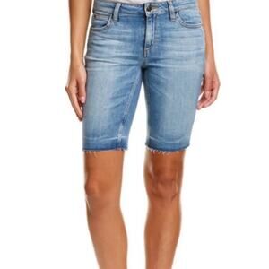 Joe’s Jeans Women's Sz: 25 Blue Mid Rise THE FINN Raw Hem Denim Bermuda Shorts